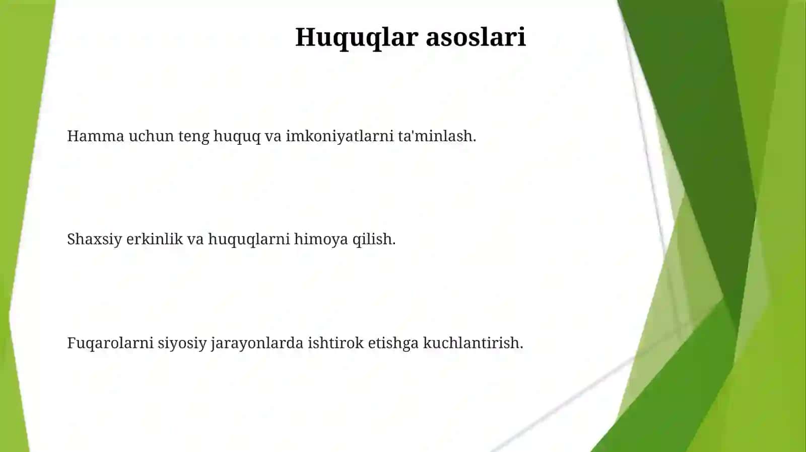 Insonning shaxsiy hamda siyosiy huquqlarini mustahkamlash masalalari 3