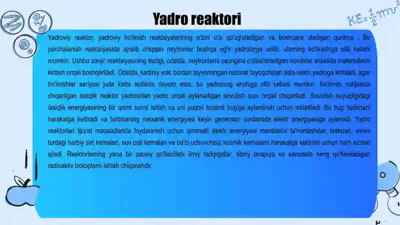 Yadro reaktori ionlashtiruvchi nurlanish manbai sifatida 3
