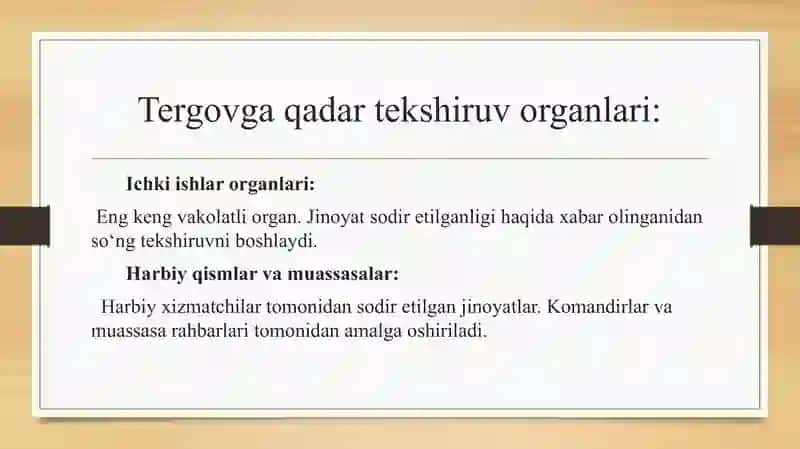 Tergovga qadar tekshiruvni amalga oshiruvchi organlar 3