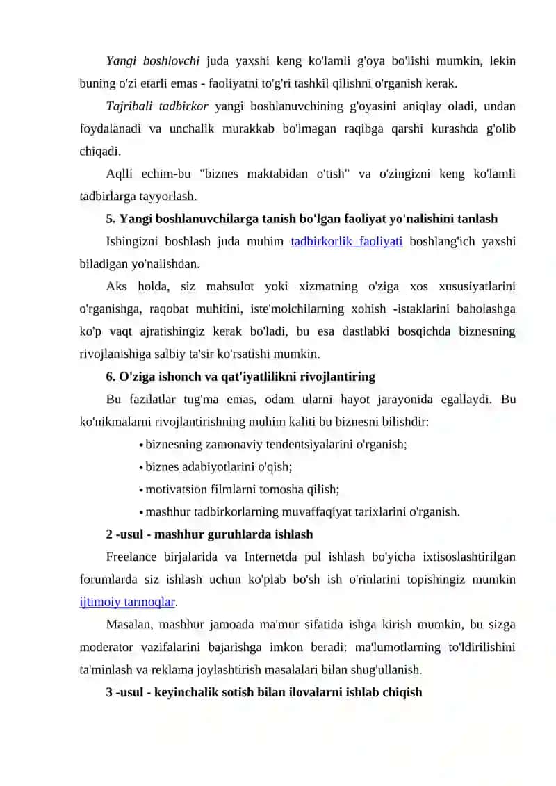 INTERNET TARMOG'IDA BIZNESNING YARATILISHI VA HUSUSIYATLARI 3