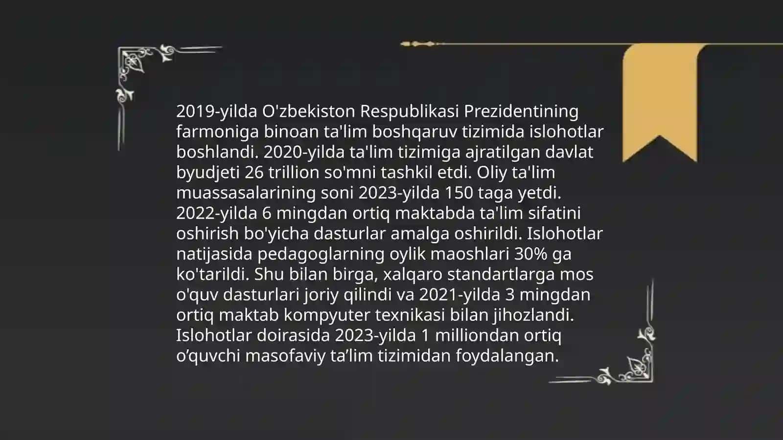 Ta'lim sohasida o'zgarishlar 3