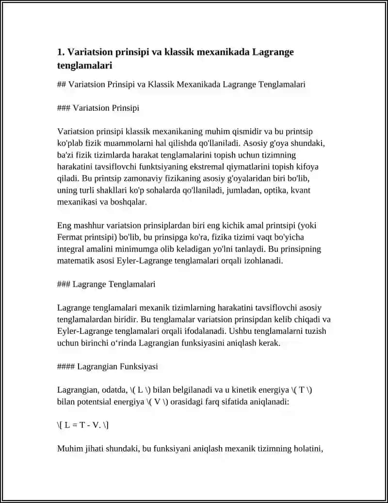 EKSTREMUMLAR NAZARIYASINING FIZIK MASALALARDA QOʻLLANISHI 3
