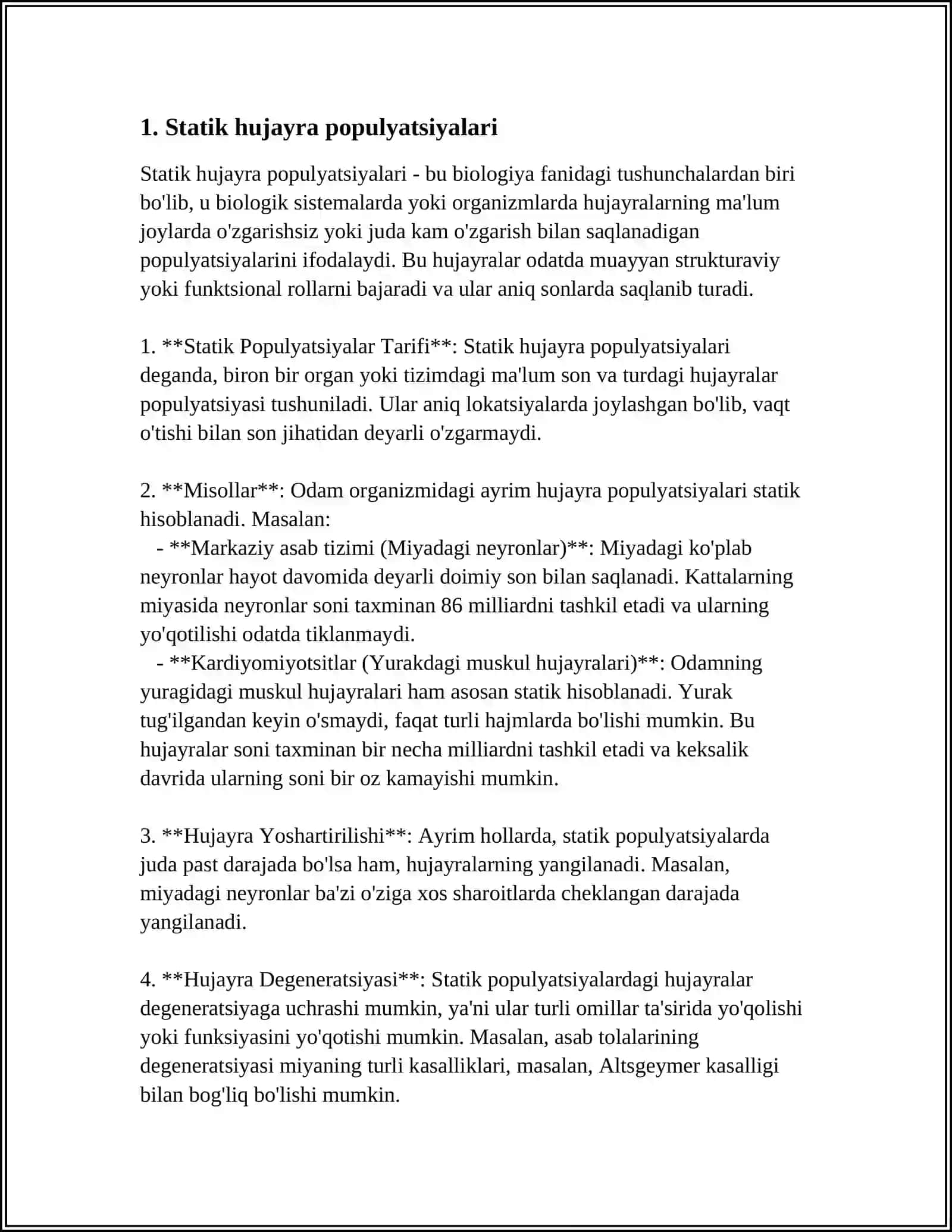 HUJAYRA POPULYATSIYALARINING TURLARI:STATIK,OʻSUVCHI,YANGILANUVCHI 3