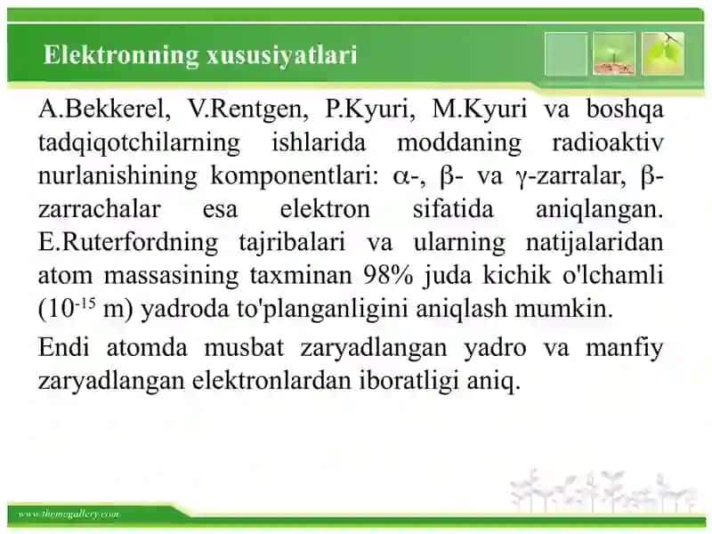 Elektronning xususiyatlari va davriy qonun 3