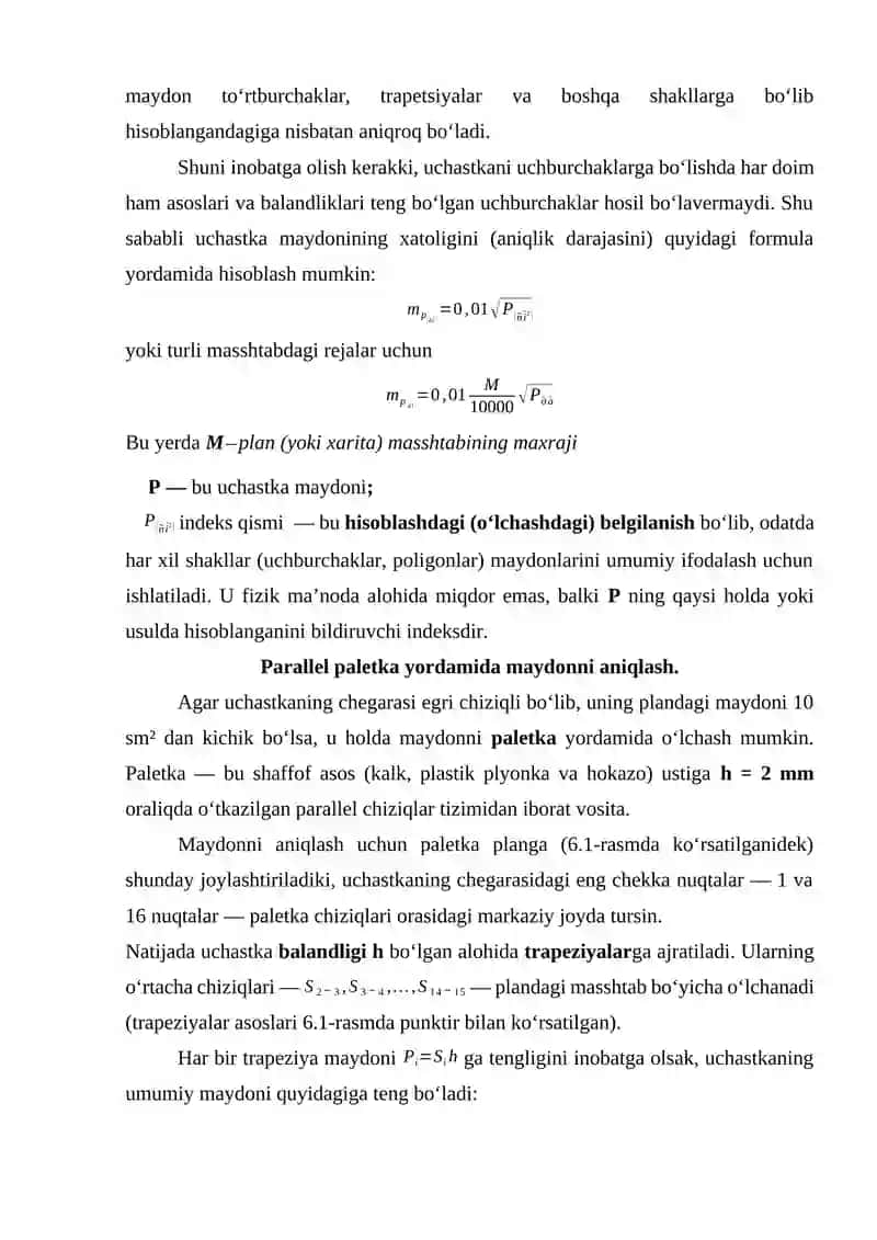 Yer maydonlari yuzasini grafik usulda aniqlash 3