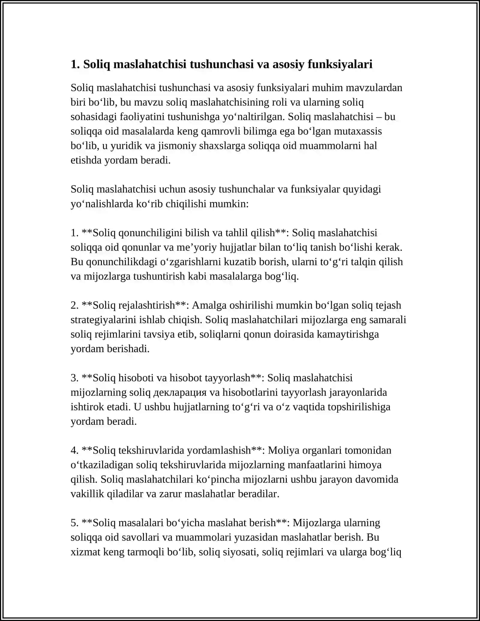 SOLIQ MASLAHATCHISI, UNGA DOIR MALAKA TALABLARI HAMDA MALAKA SERTIFIKATINI OLISH TARTIBI 3