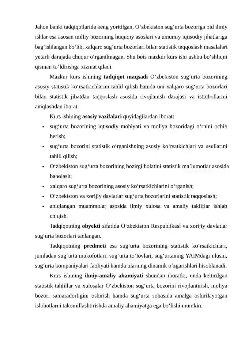 O‘ZBEKISTON SUG‘URTA BOZORINING NAZARIY VA STATISTIK ASOSLARI 3