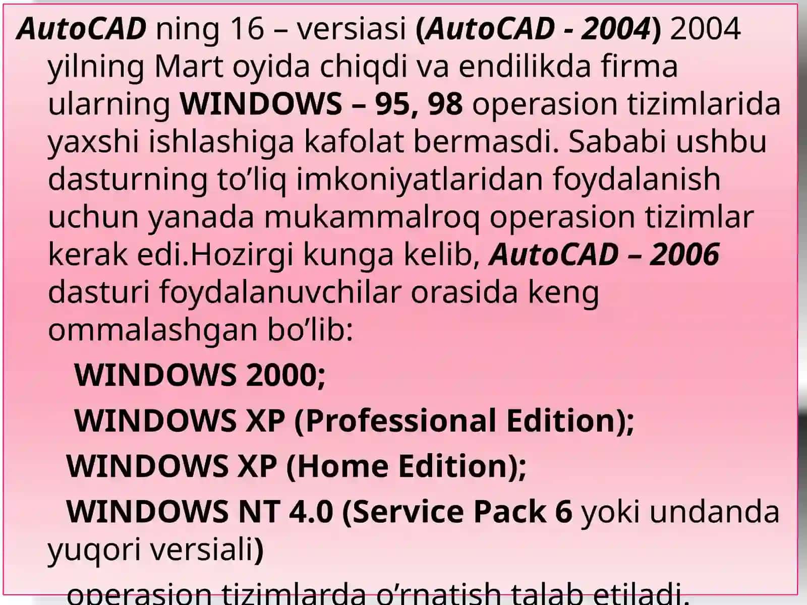 KOMPYUTER GRAFIKASI DASTURLARI ‘’AUTO CAD VA MATH CAD’’ DASRURLARI BILAN TANISHISH 3