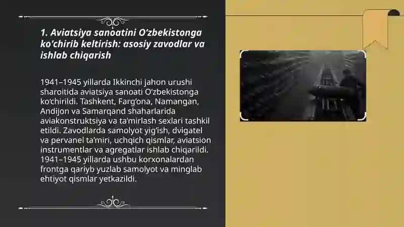 Aviatsiya sanoatini Oʻzbekistonga koʻchirib keltirish: asosiy zavodlar va ishlab chiqarish 3