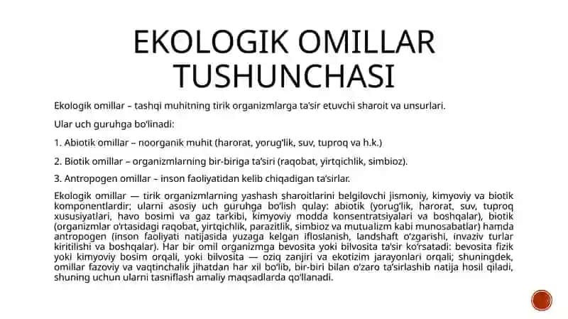 Turli ekologik omillarning tiri organizmlarga ta’sir etish mexanizmlari 3