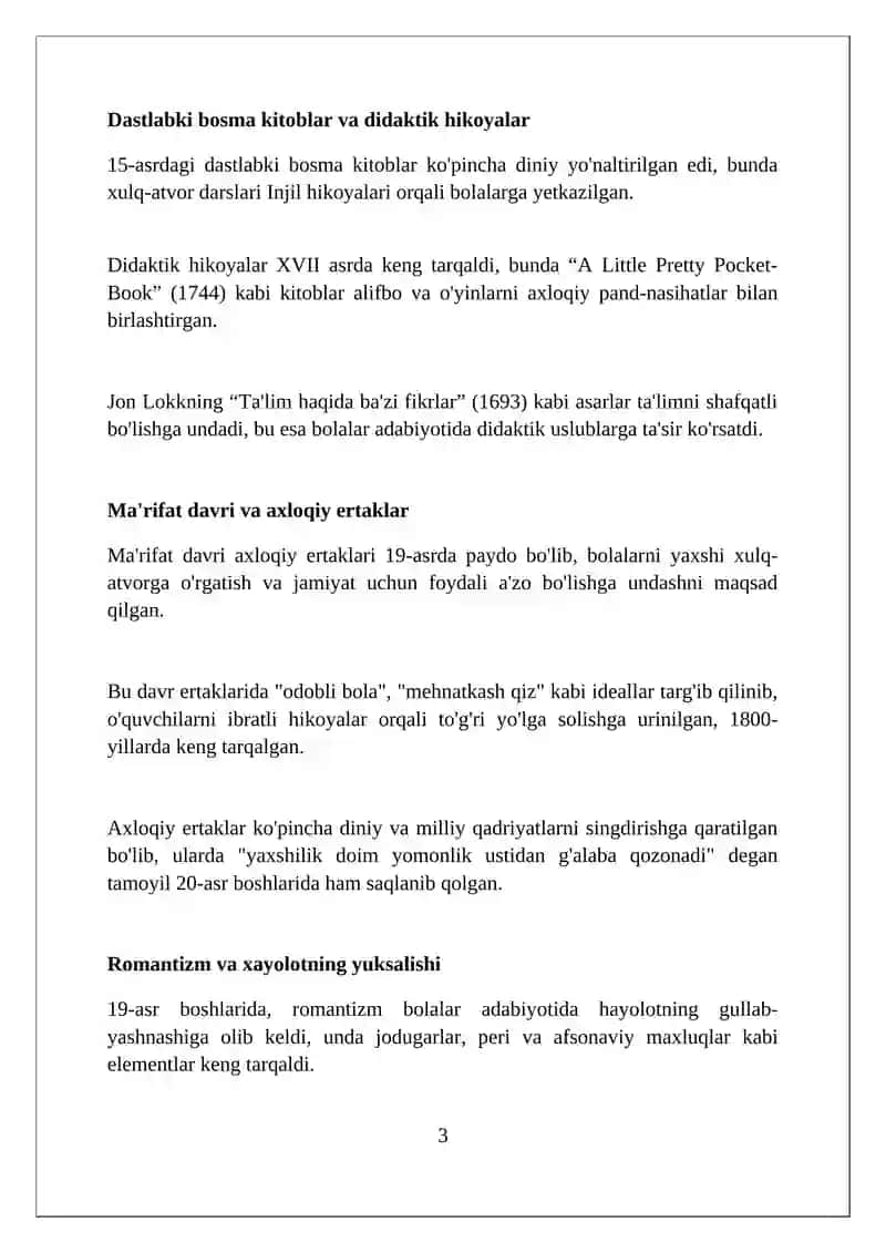 Bolalar adabiyotining kelib chiqishi va ilk namunalari 3