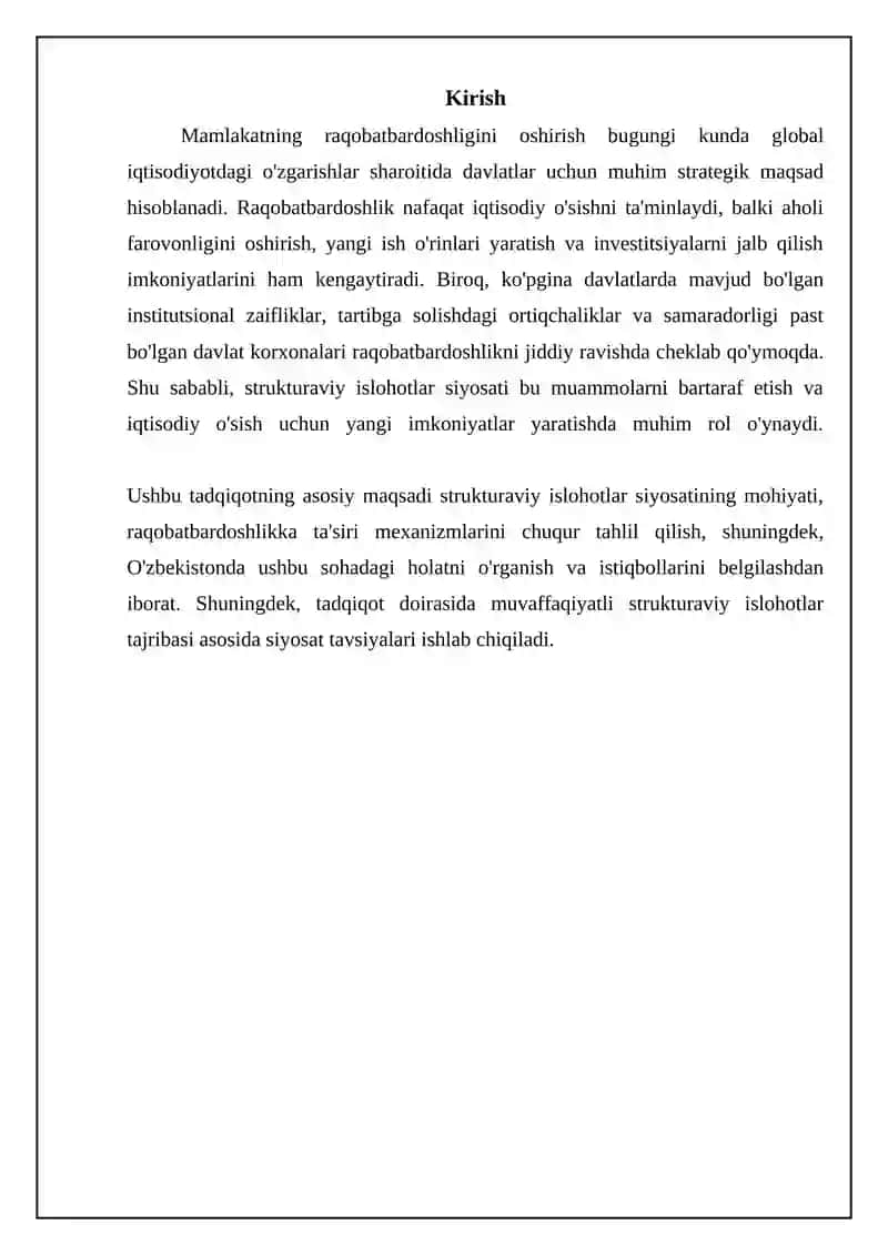 Mamlakat raqobat bardoshligini oshirishda tarkibiy ozgartirishlar siyosati 3