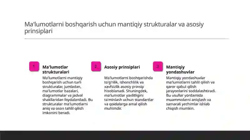 Malumotlardan foydalanish mantiqiy boshqarish 3