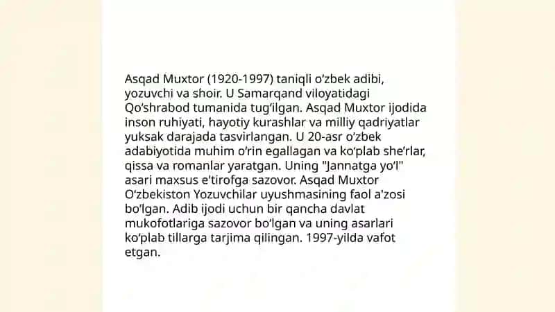 Asqad Muxtorning Chinor romani haqida 3