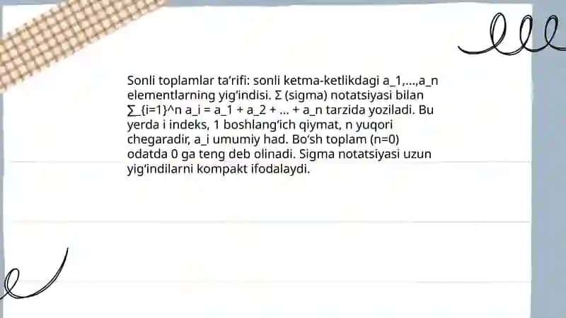 Sonli toplamlar haqida ma'lumot 3