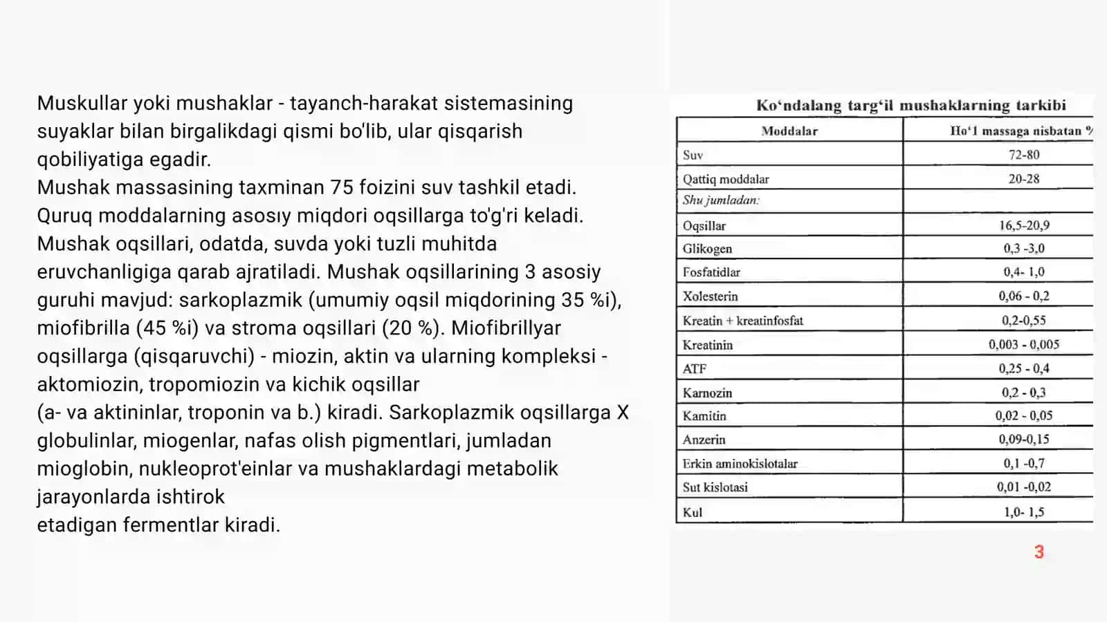 Muskullar va biriktiruvchi to’qima biokimyosi 3