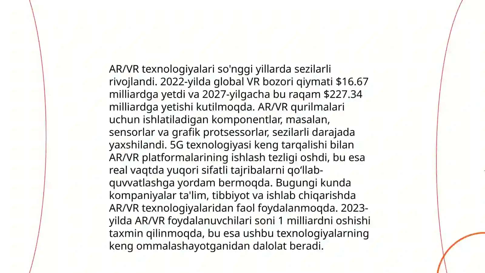 AR/VR texnologiyalarni rivojlantirish muammolari va jahon bozori xususiyatlari 3