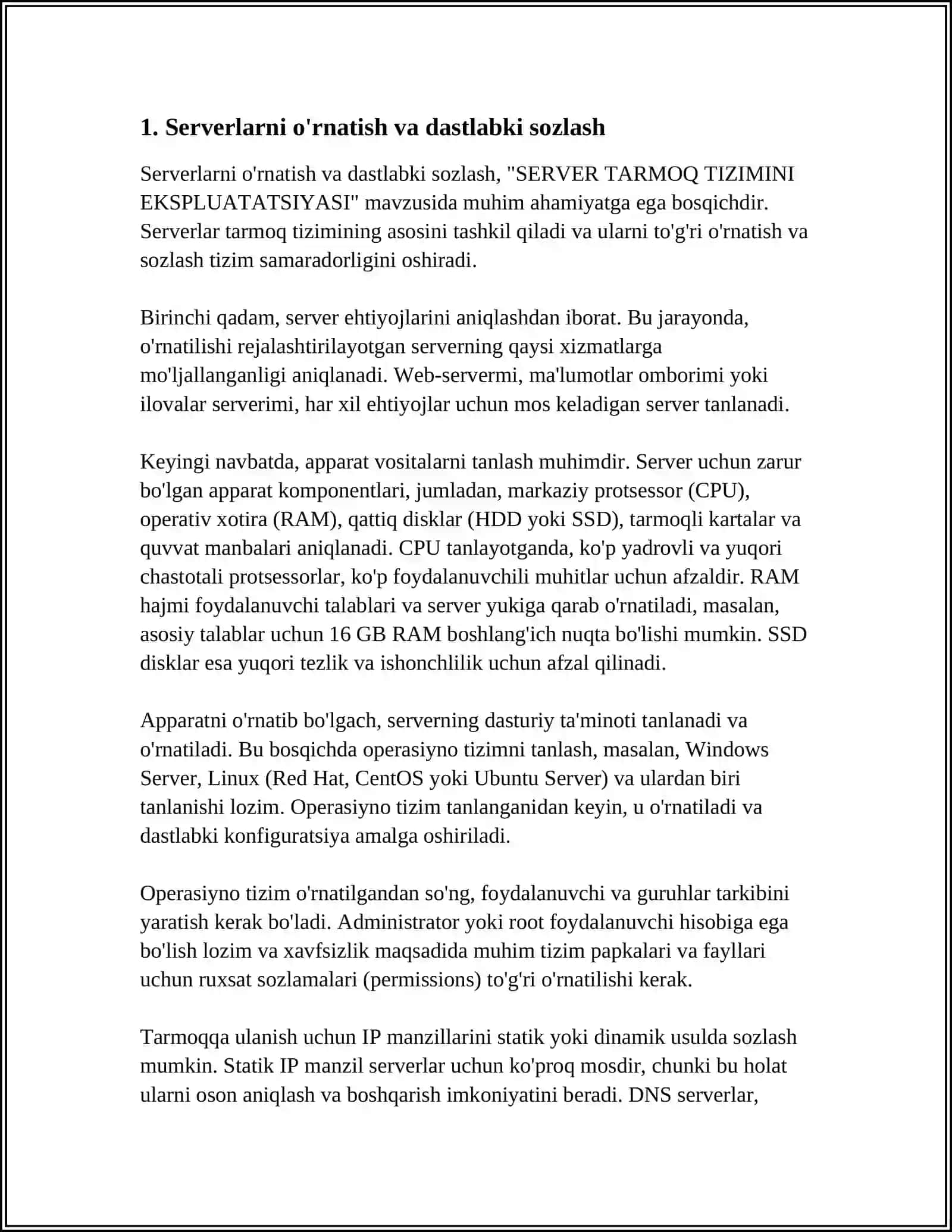 SERVER TARMOQ TIZIMINI EKSPLUATATSIYASI 3