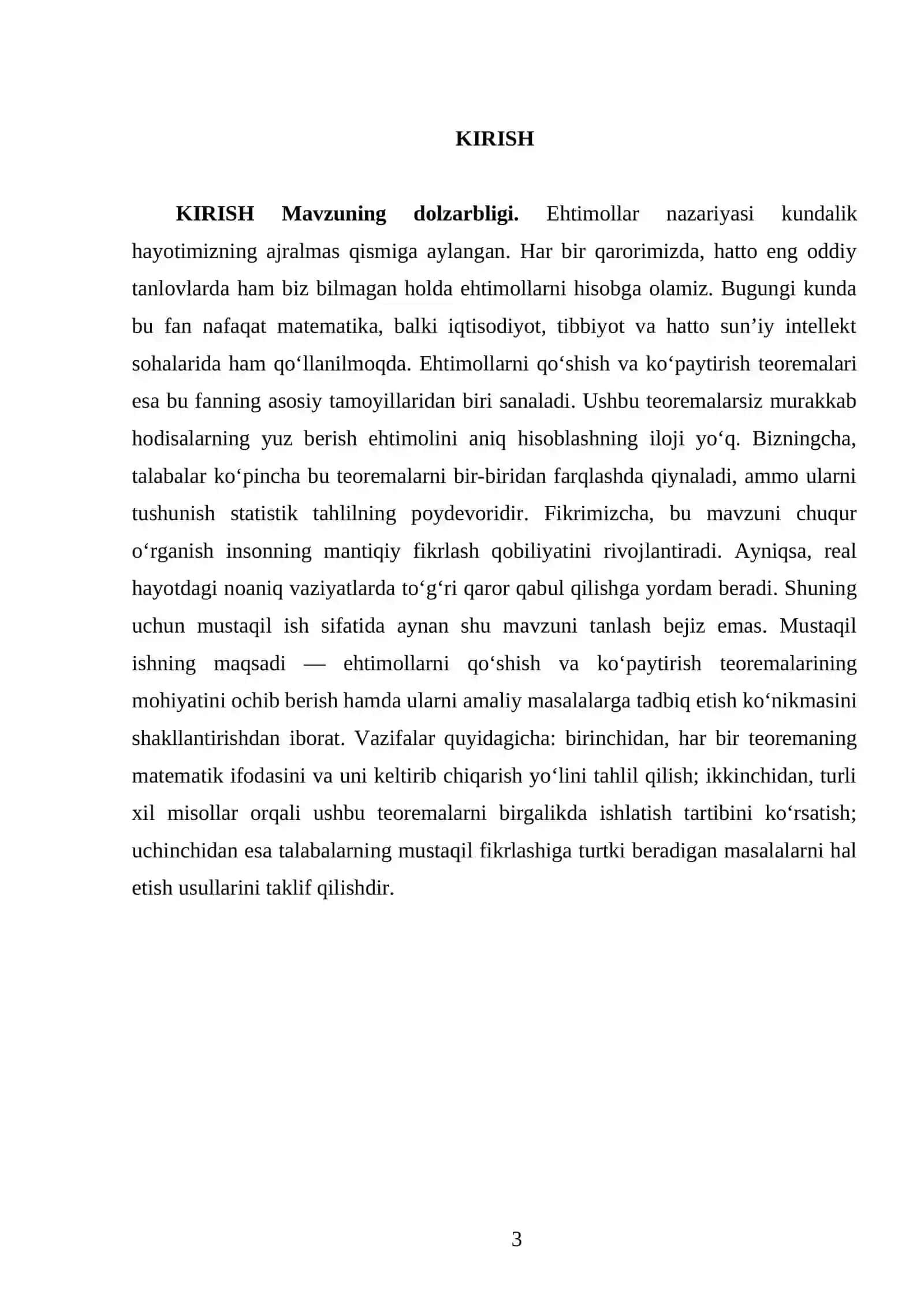 Ehtimollarni qo`shish va ko`paytirish teoremalari 3