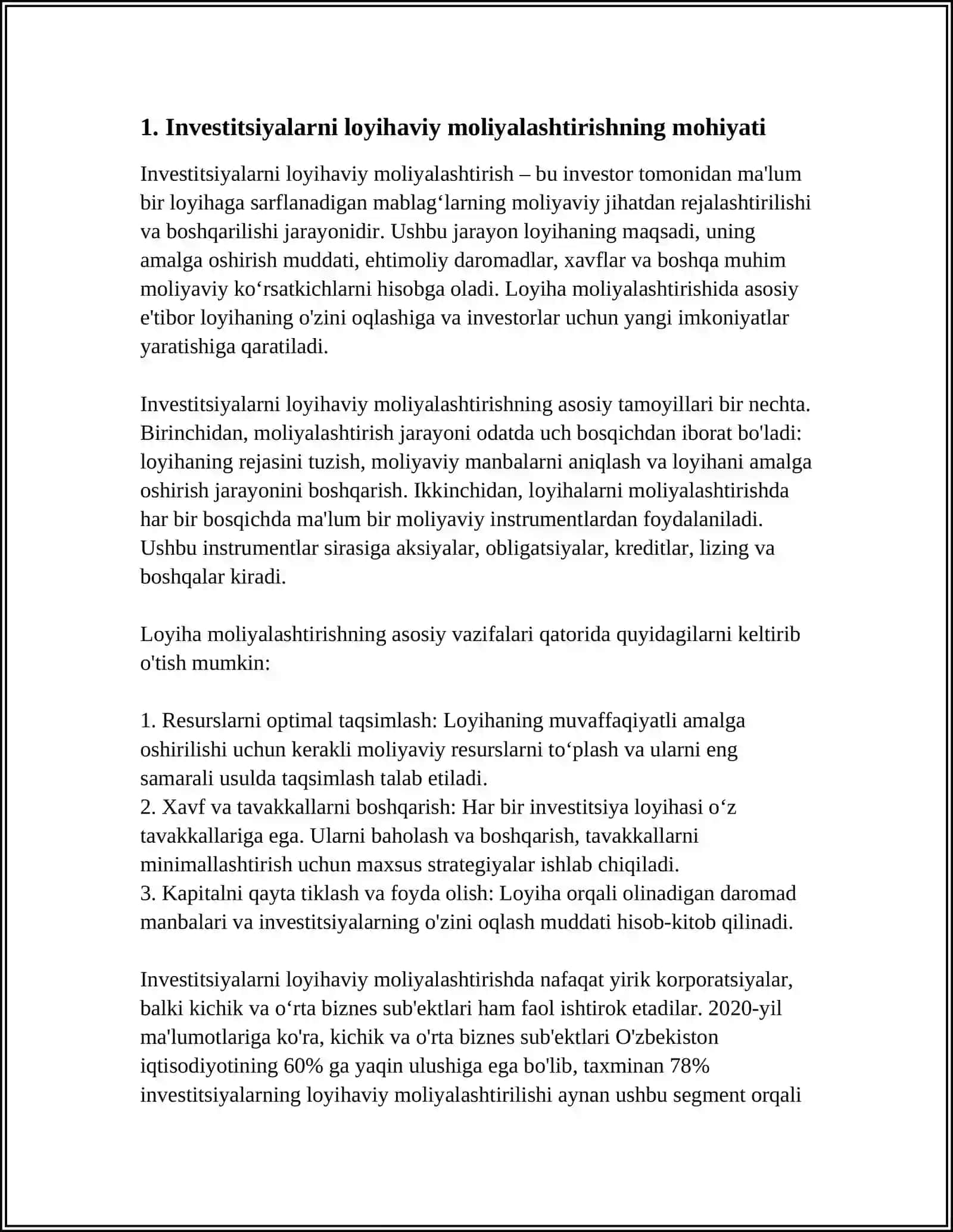 INVESTITSIYALARNI LOYIHAVIY MOLIYALASHTIRISH 3