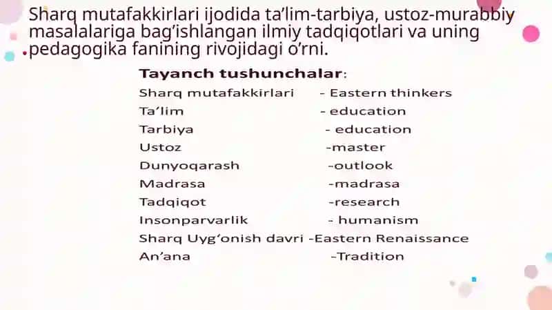 Sharq mutafakkirlarining kasbiy-pedagogik faoliyatni shakllantirishga oid qarashlari 3