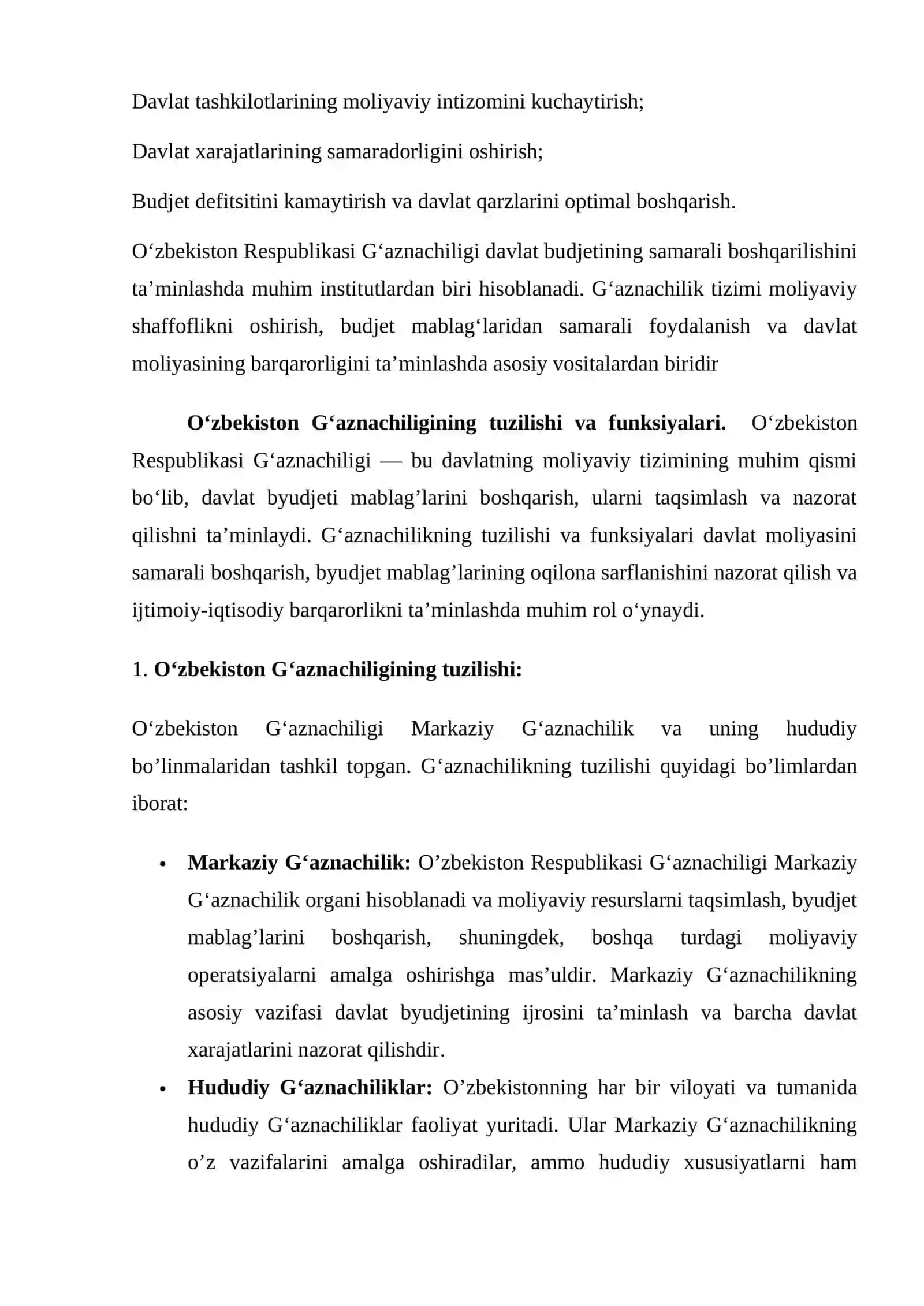 Oʻzbekiston Respublikasi Gʻaznachiligining Davlat Budjetini Boshqarishdagi Ahamiyati 3