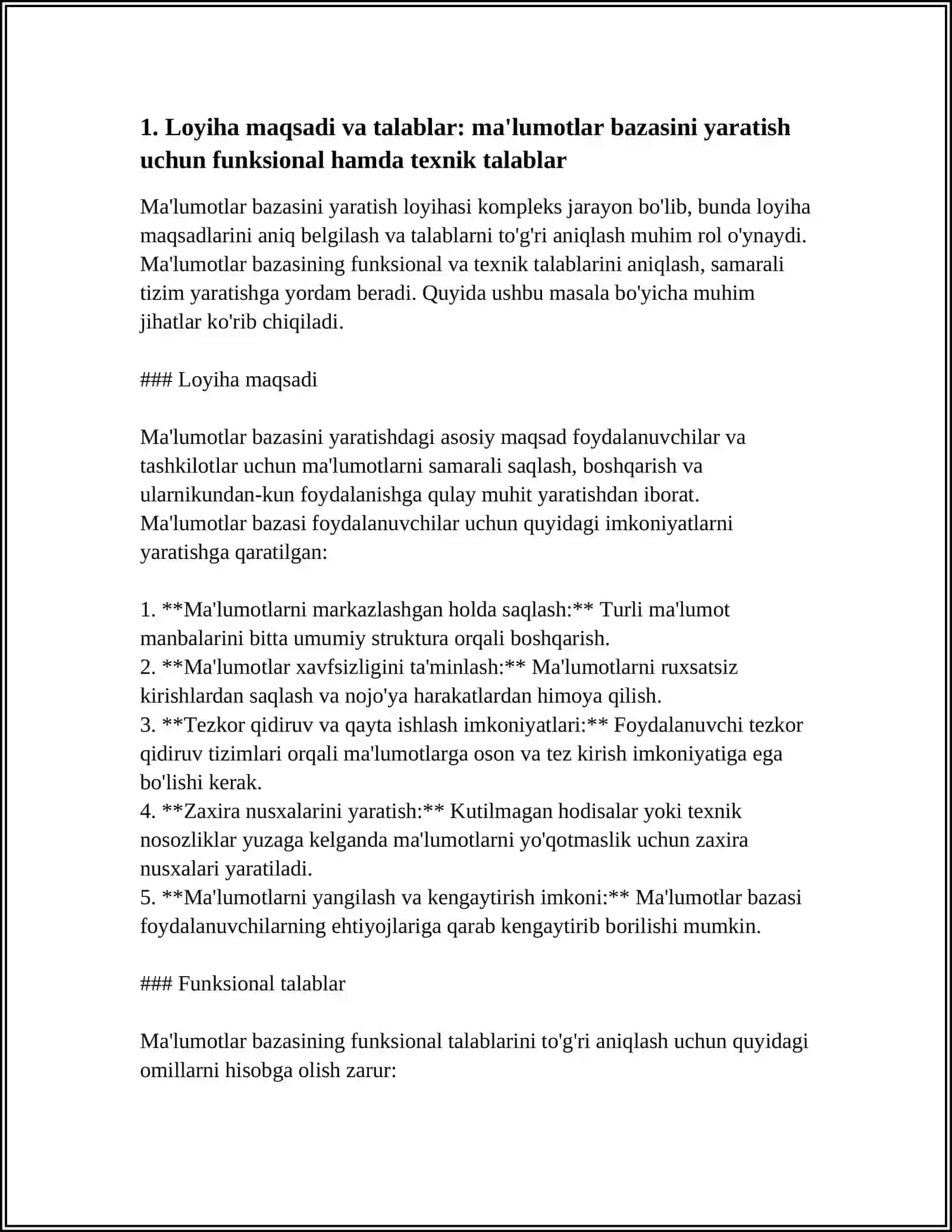 VILOYATDA YETISHTIRILAYOTGAN BALIQ TURLARI MA'LUMOTLAR BAZASINI YARATISH 3