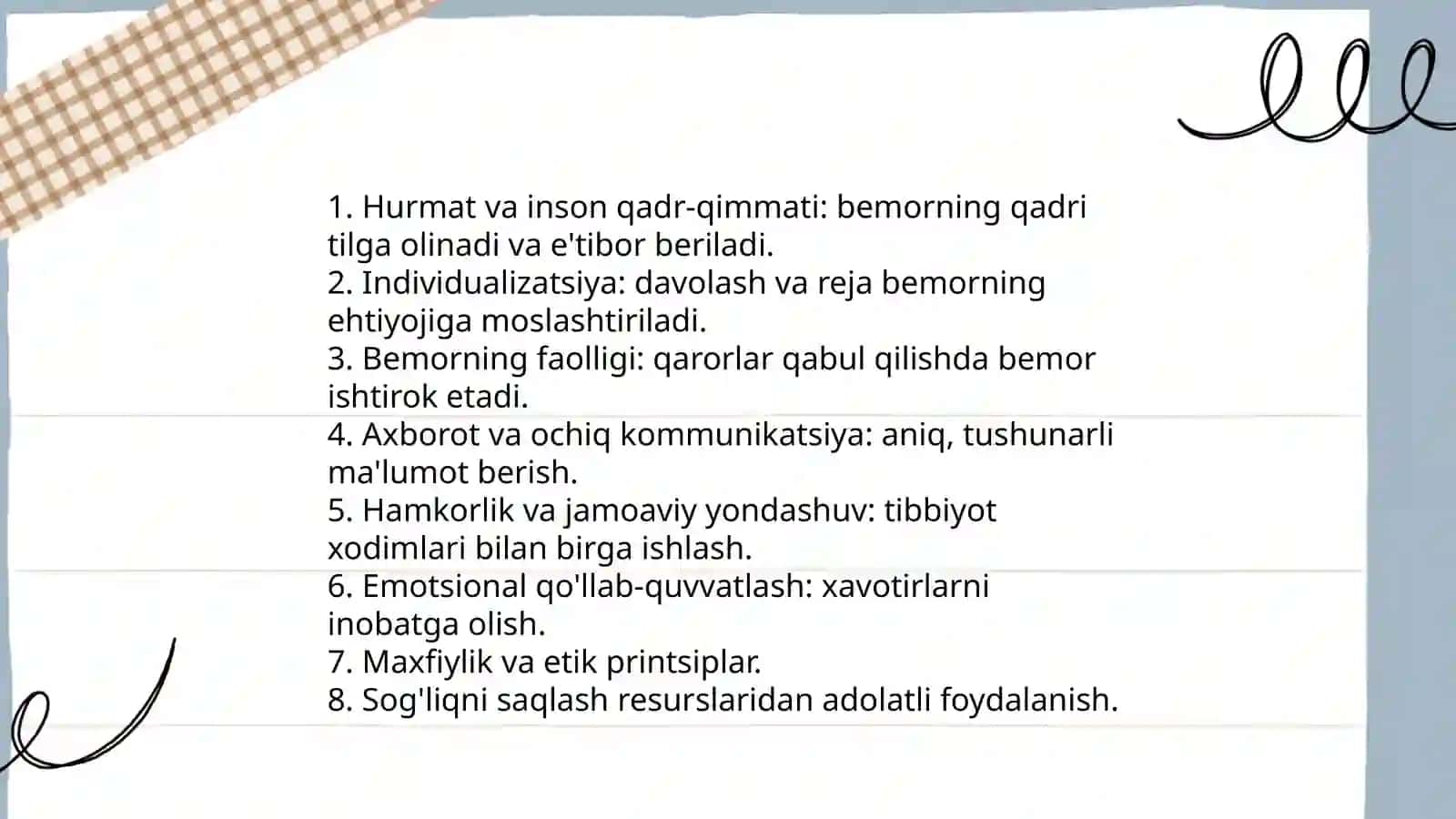 Bemorga yo'naltirilgan yondashuv falsafasini 3
