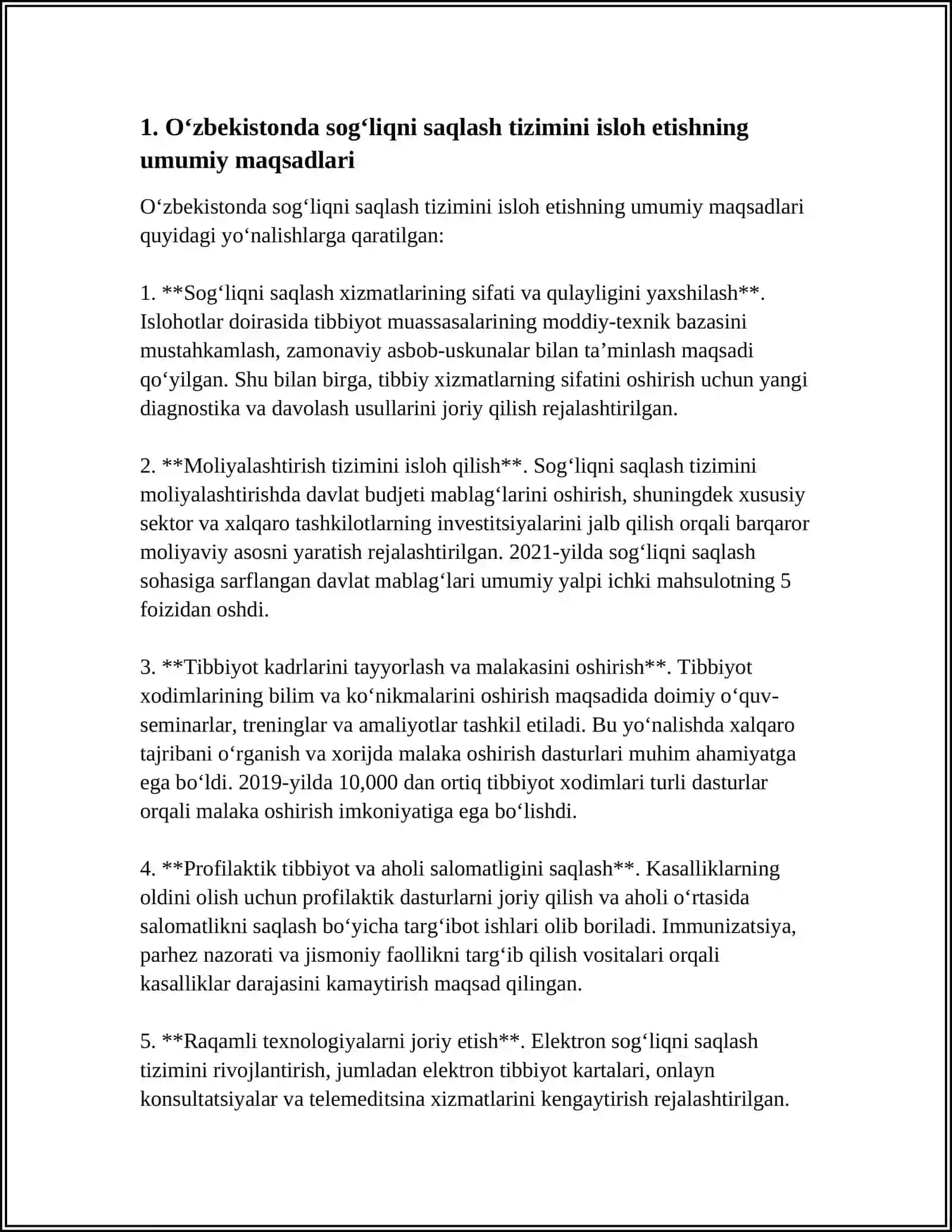 OʻZBEKISTONDA SOGʻLIQNI SAQLASH TIZIMINI ISLOH ETISHNI STRATEGIK DASTURI VA HUQUQIY-INSTITUTSIONAL ASOSLARI 3