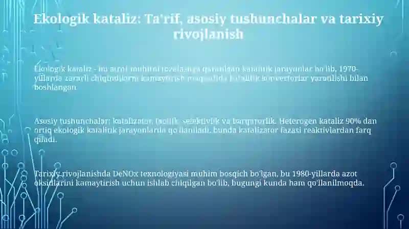 Ekologik kataliz: yutuqlar va istiqbollar 3