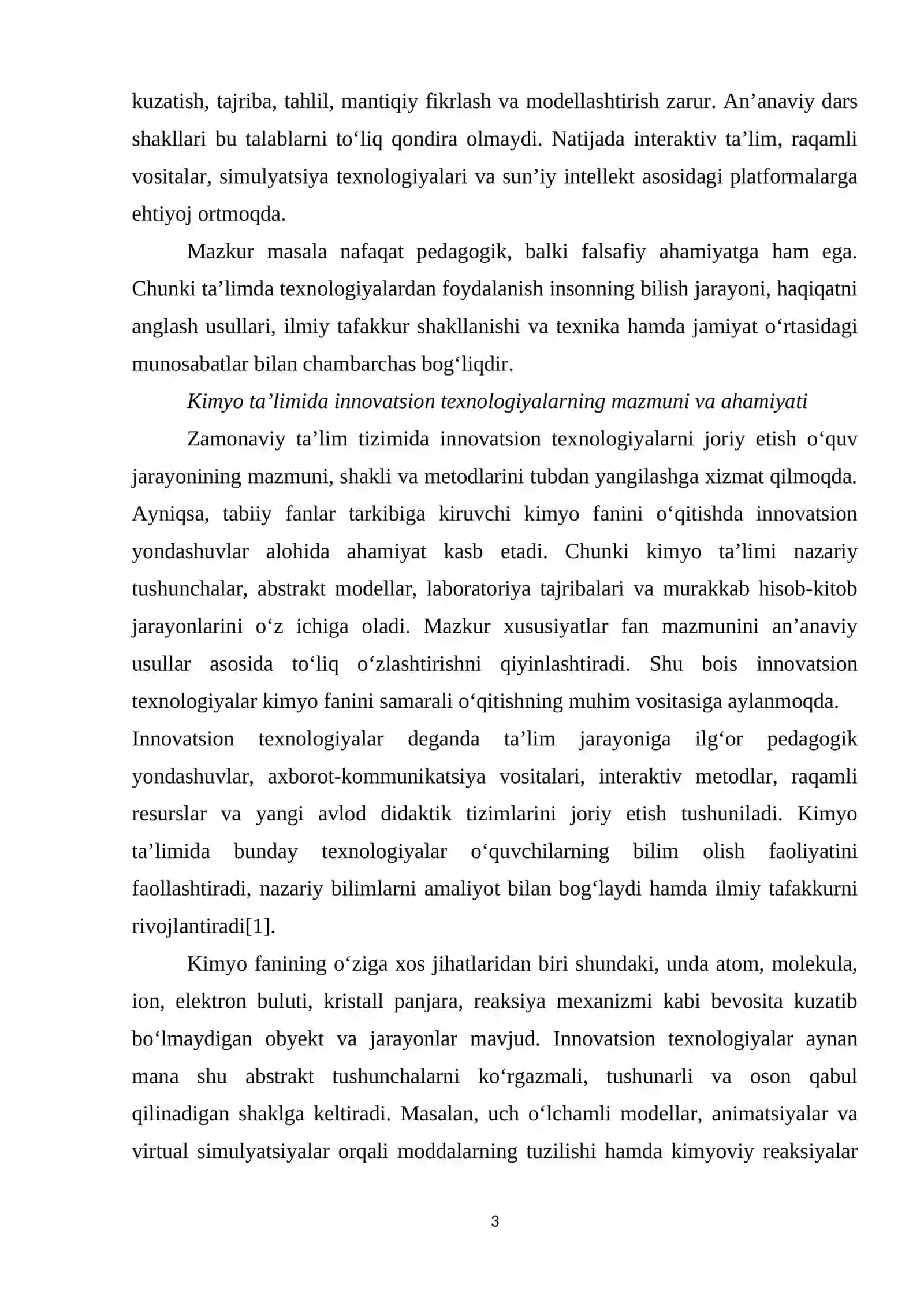 KIMYО TА’LIMIDА INNОVАTSIОN TEXNОLОGIYАLАRNI QО‘LLАSH 3