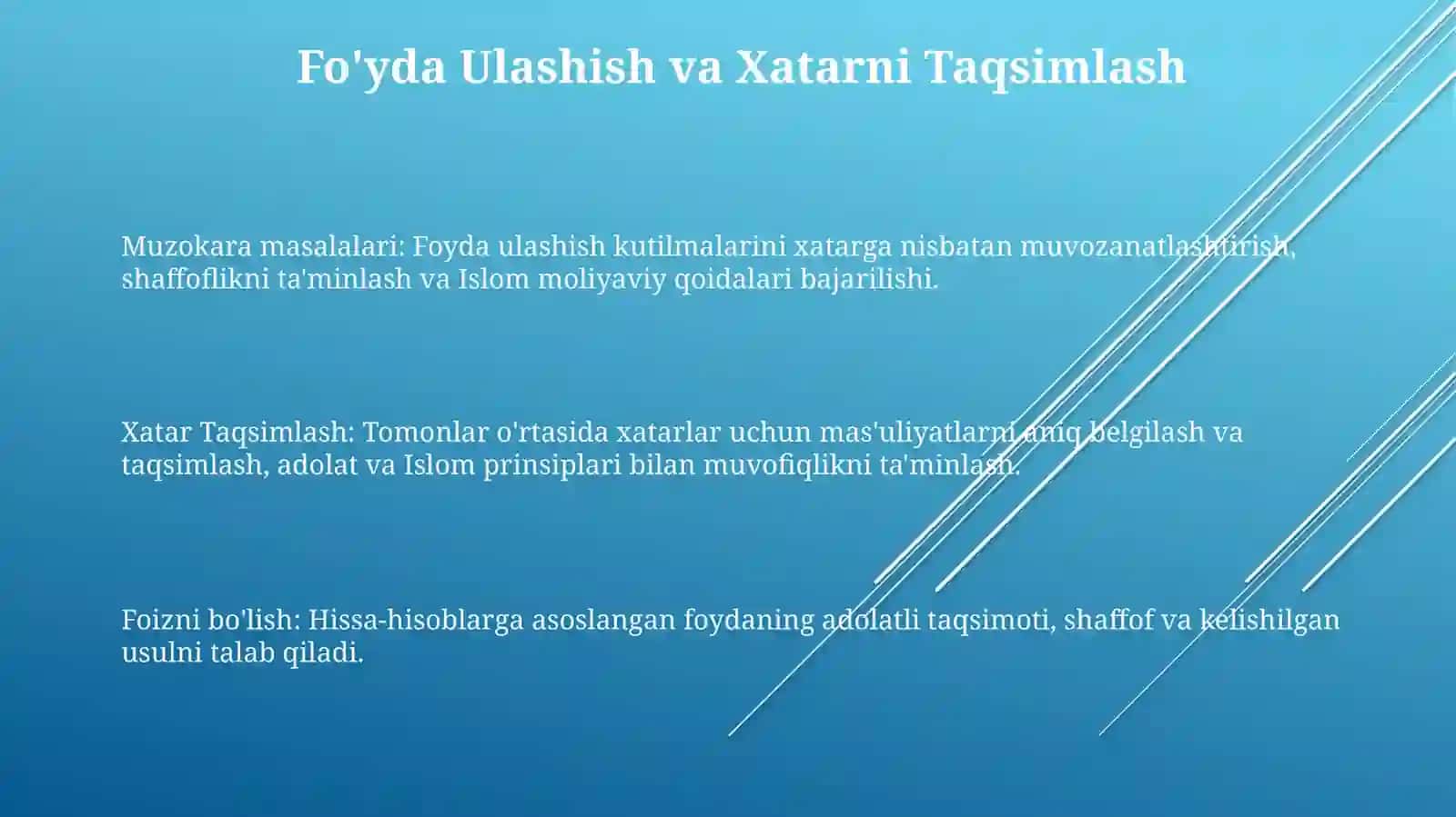 Ислом молияси даъвоси масалалари 3