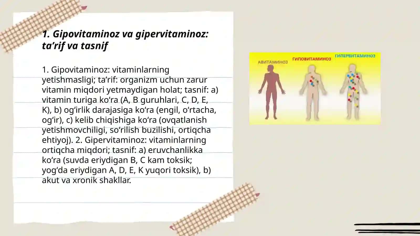 Gipovitaminoz va gipervitaminoz: taʼrif va tasnif 3