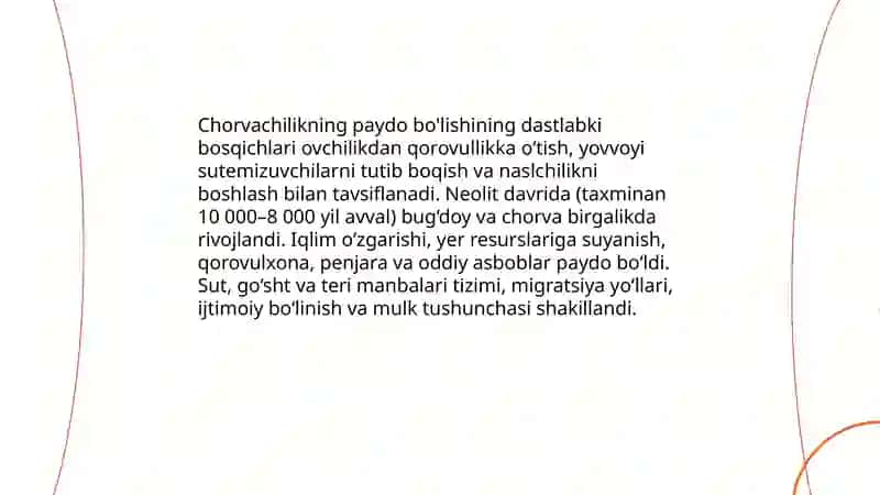 Chorvachilikning rivojlanishi va yilqichilikning paydo bólishi 3