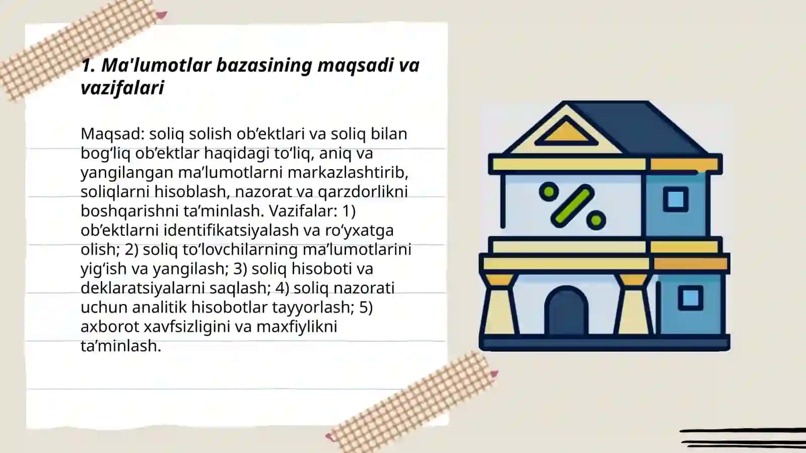Soliq solish ob’ektlari hamda soliq solish bilan bog‘liq ob’ektlar bo‘yicha ma’lumotlar bazasini shakllantirish va yuritish tartibi 3