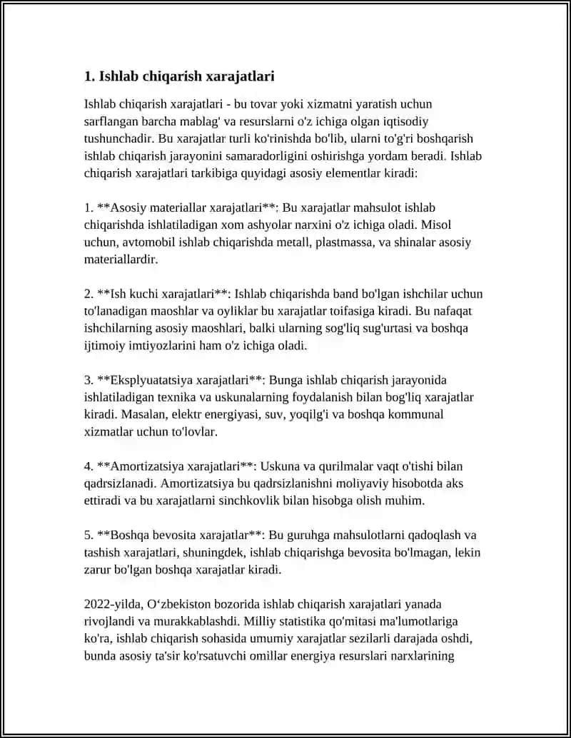 KORXONA (FIRMA)VA XARAJATLARI 3