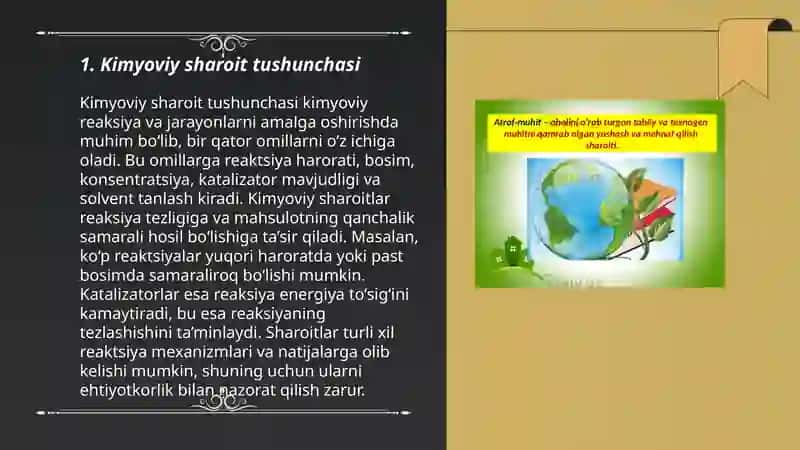 Kimyoviy sharoitni baholash asoslari va unga taʼsir qiluvchi tashqi omillar 3
