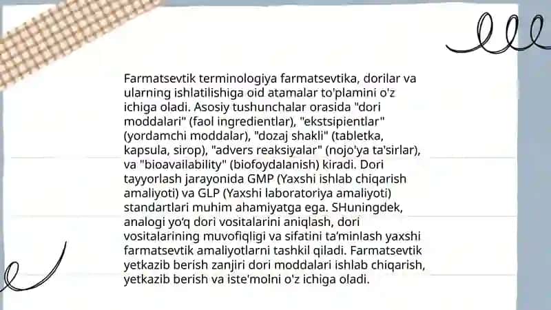 Farmatsevtik terminologiyaga kirish. Dorivor moddalarning trivial nomlari 3