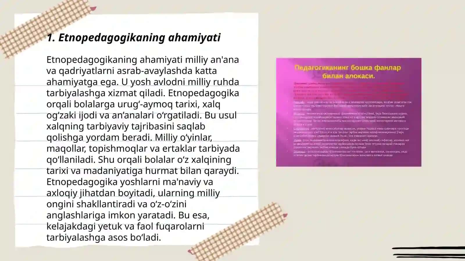 Etnopedagogika fanining maqsad va vazifalari, mazmuni 3