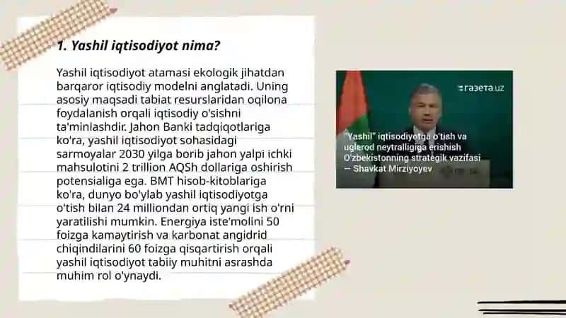 O’zbekistonda “yashil iqtisodiyot”ga o’tish strategiyasi 3