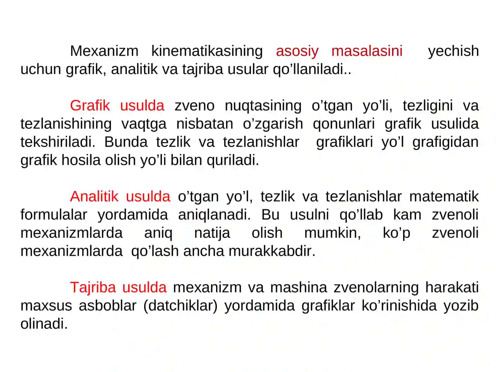 Kinematik tahlil. Krivoship-polzunli mexanizm (KPM) polzunning tezlik va tezlanishlarni diagrammalar usulida aniqlash 3