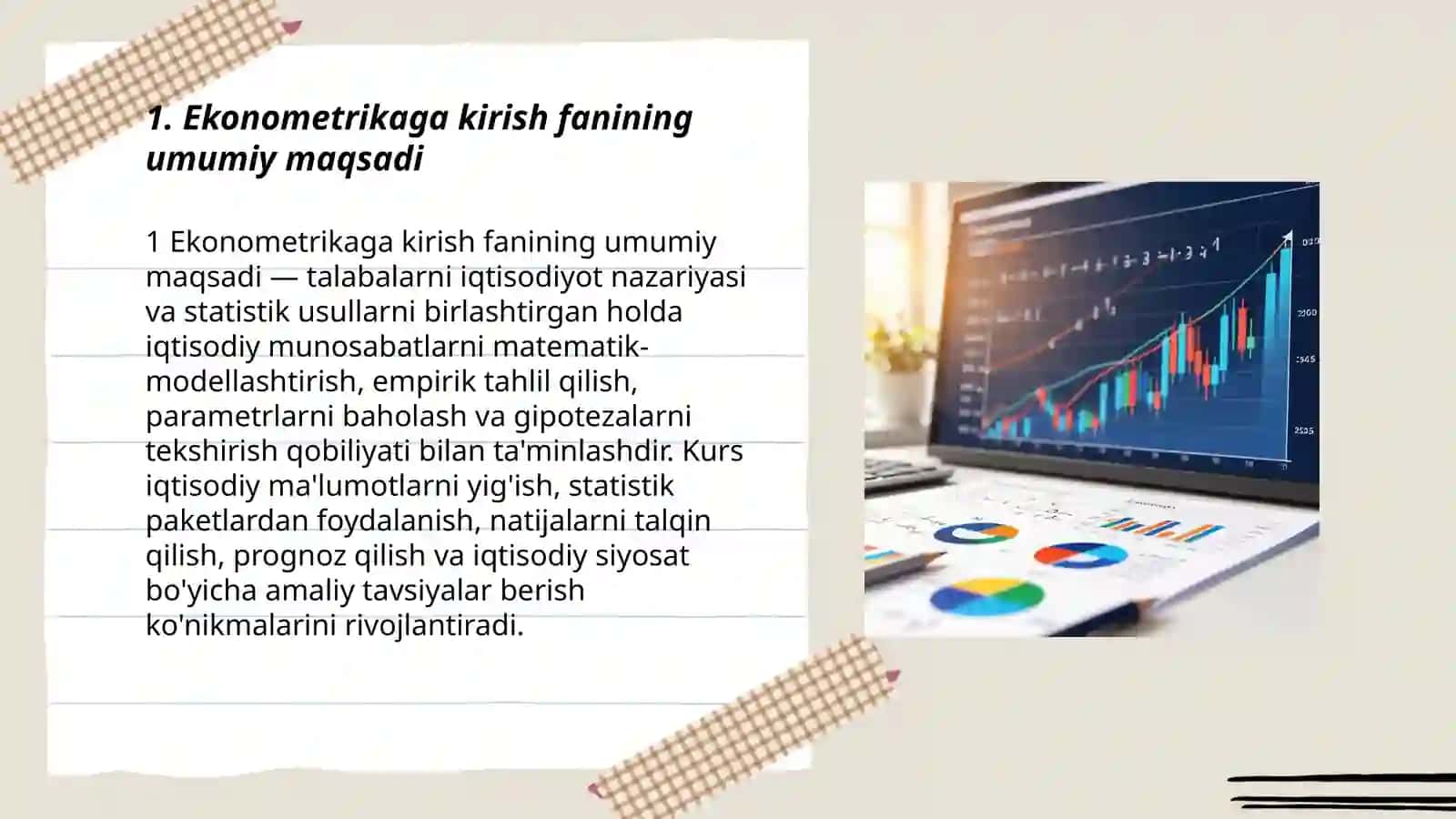 Ekonometrikaga kirish fanining maqsadi va vazifalari 3