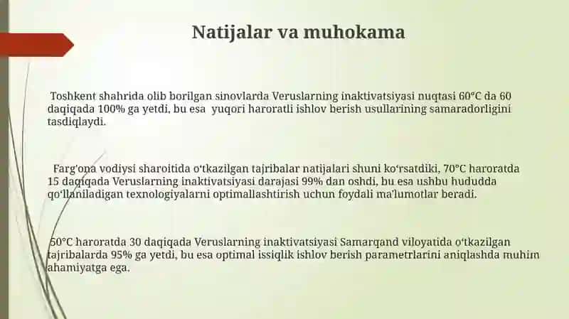 Veruslarni harorat taʼsirida inaktivatsiya nuqtasini aniqlash 3