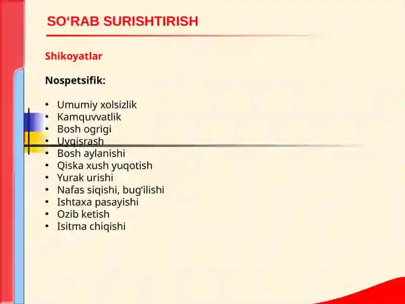 Ma’ruza: Qon kasalligi bilan kasallangan bemorlarni so’rab-surish tirish vatekshirish usullari 3
