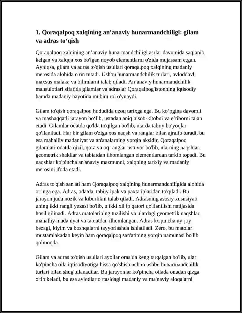 Qoraqalpoq Xalqining Sa'noati, Xo'jaligi, Hunarmandchiligi 3