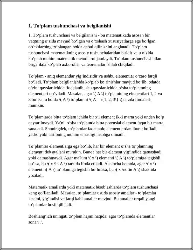 TOʻPLAMLAR USTIDA AMALLAR 3