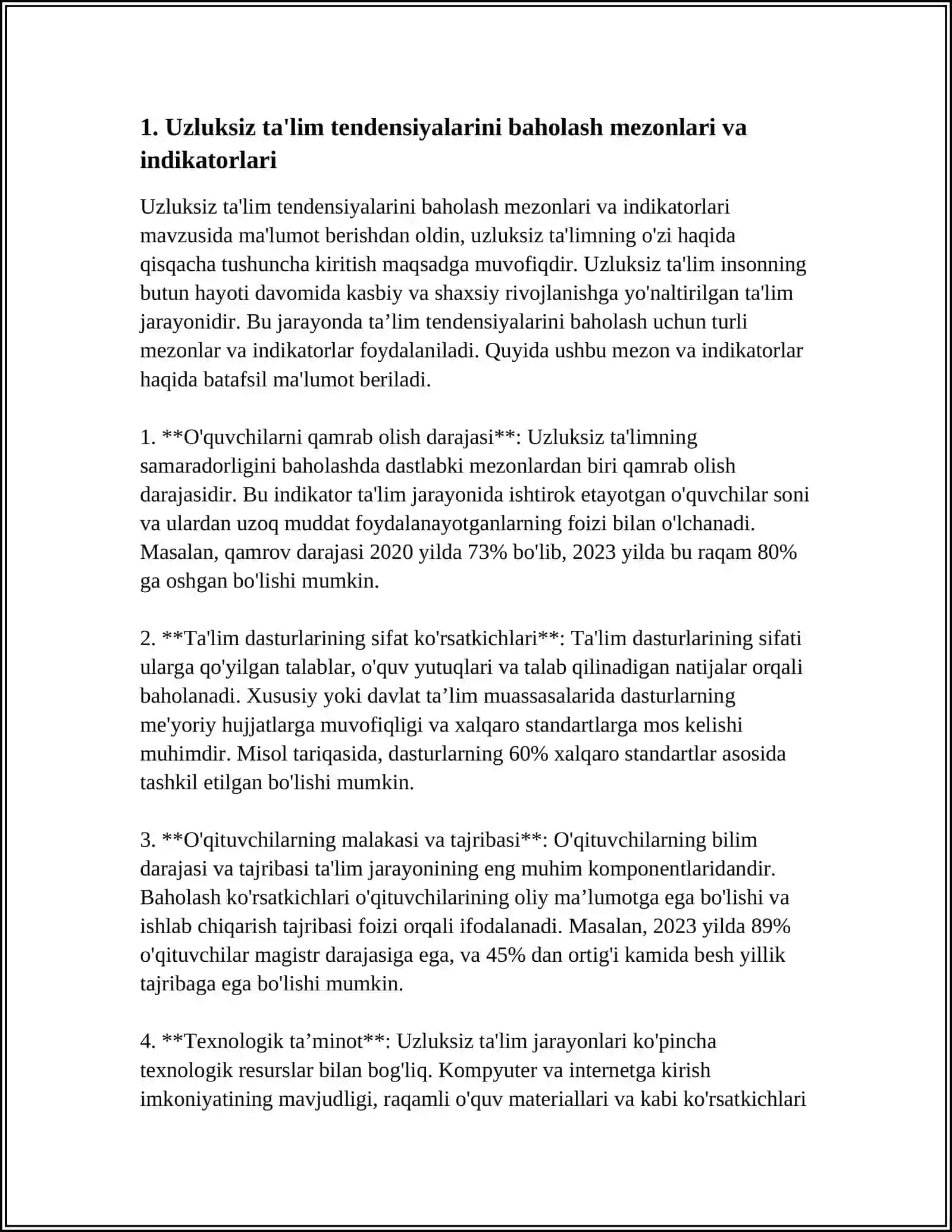 BOSHLANĜICH SINF OʻQITUVCHILARINING UZLIKSIZ TA'LIM TENDENSIYALARI BOʻYICHA KOʻNIKMASINI BAHOLASH 3