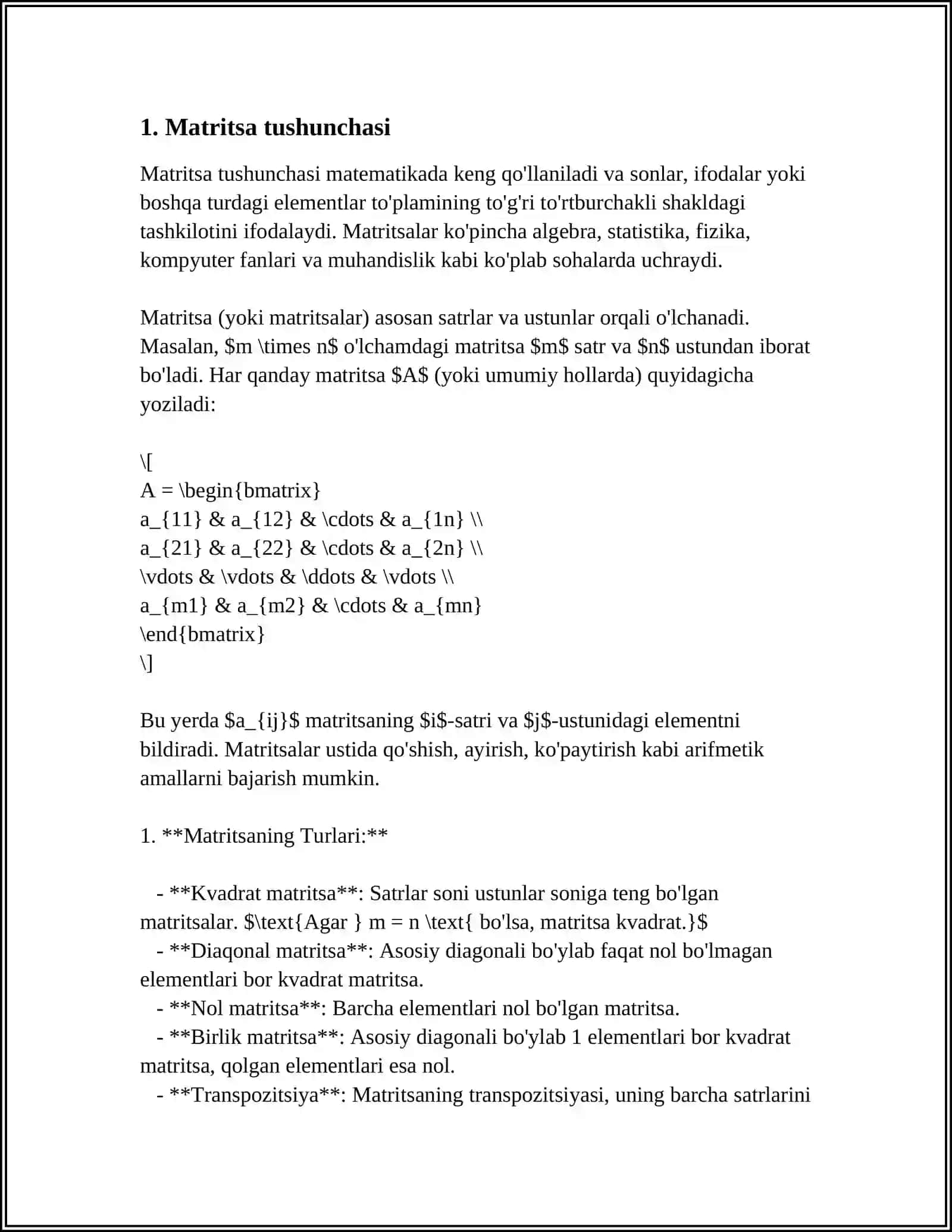 MATRITSANI HAQIDA TUSHUNCHA VA ULAR USTIDA AMALLAR 3