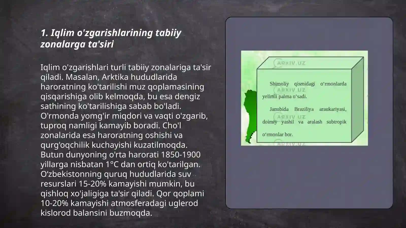 Tabiiy geografik zonalardagi tabiiy o'zgarishlar va farqli holatlar 3