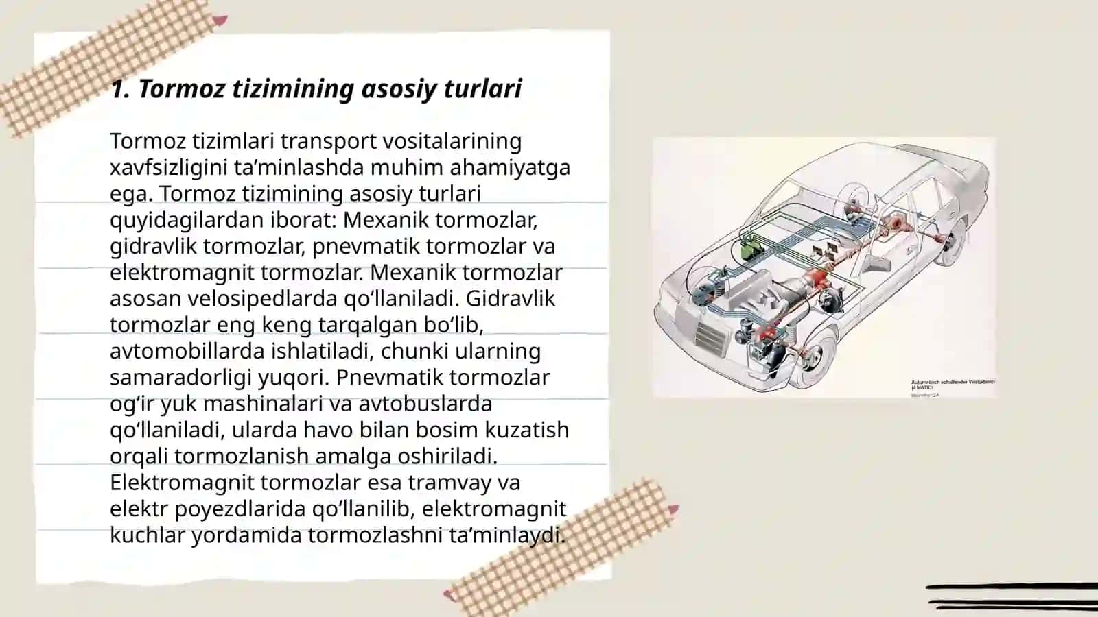 Avtomobilning tormoz tizimi va ekspluatatsion xususiyati 3